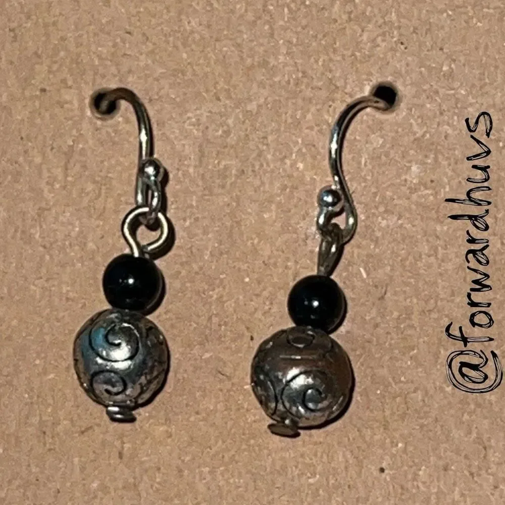 Bundle Sale 3 for $15 | Dangle Earrings – Swirl Bead & Black Accent Bead